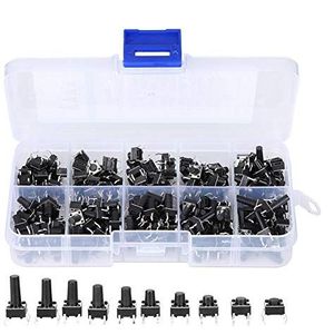 200 PCs Tact Switch Kit 52 Industriële Accessoire Hardware Onderdelen 10W Flick Interrupter Tactile Push Button Switch Micro Momentary Tact Switch Assortiment Kit(6 x 6 x 4.3/5/6/7/8/9/10/11/12/13)