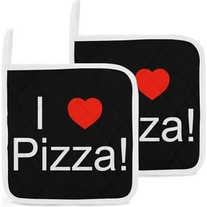 I Love Pizza Pannenlappen Sets van 2 Hittebestendige Oven Hot Pads Antislip Pannenlappen voor Keuken Koken Bakken