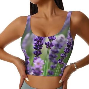 Paarse Lavendel Bloemen Bloemen Print Comfortabele Vrouwen Sport Vest Yoga Workout Vest Voor Vrouwen Lichtgewicht Zomer, Zwart, S