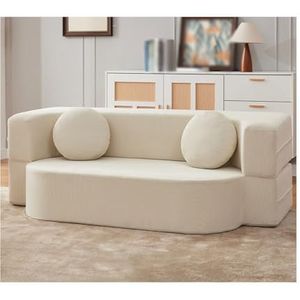Folding Lazy Sofa，Compression Sofa，for Bedroom Living Room(White,150 * 60 * 60cm/59 * 23.6 * 23.6in)