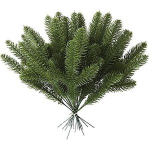 Warooma 50 Stks Kerst Pine Tak Garland, Xmas Kunstmatige Pine Takken Plastic Pine Bladeren DIY Accessoires voor Slinger Krans Kerst Versiering en Thuis Tuin Decor