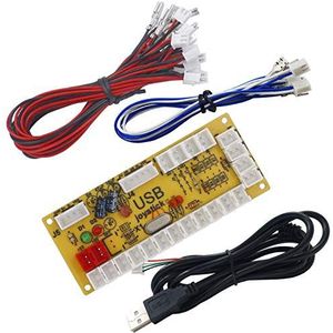 SJ@JX Arcade Game USB Encoder Code Board Zero Delay Game Controller DIY Kit 10x Button Cable 1x Joystick Cable for Retro Pie PC MAME Raspberry Pi