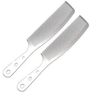 2 stuks metalen antistatische kapperkammen roestvrij staal haarkam snijkam set haarstyling kappers kam voor mannen vrouwen salon (handvat hark kammen)