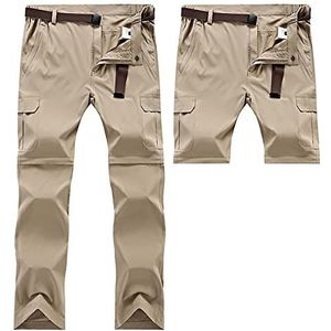 G&F Heren wandelbroek Zip off Convertible Cargos broek sneldrogende wandelbroek shorts (kleur: kaki, maat: XL)