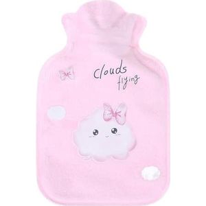 Warmwaterkruik 2 stuks buikwarmers warmwaterkruik rubberen zak leuke cartoon warme ontspannende veilige warmte koude grote pluche doek warmwaterzak warmwaterzak (N1)