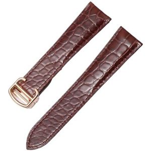 LQXHZ Alligator Lederen Band Compatibel Met Cartier Solo Tank London Echt Lederen Zwartbruine Horlogeband For Heren En Dames 16 18 20 22 24 Mm (Color : Brown-silver, Size : 25mm)
