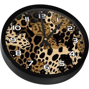 YTYVAGT Wandklok, moderne klokken op batterijen, gele luipaardprint, ronde stille klok 9.8