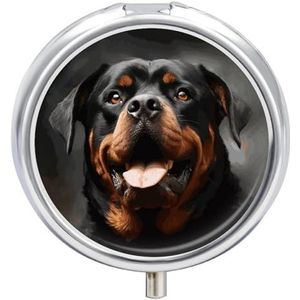 Draagbare Pillendoos Pil Case Cool Rottweiler Hond Art Reizen Pillendoos Kleine Pil Case Dagelijkse Pil Container Pil Organizer Pocket Geneeskunde Doos Leuke Pil Case