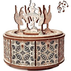 Wood Trick Dansende ballerina muziekdoos kit Swan Lake, doe-het-zelf houten ballerina - 3D houten puzzel, montagespeelgoed, denksporttaken voor volwassenen en kinderen