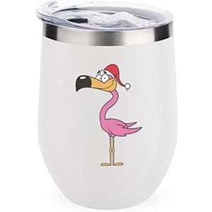 Leuke Kerstman Flamingo Geïsoleerde Tumbler met Deksel Leuke Roestvrij Staal Koffie Mok Duurzame Thee Cup Reismok Wit-Stijl
