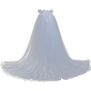 GRACEART Afneembare trein Bruids Trouwjurk Party Tutu Tule Rok voor Vrouwen Maxi Lange Vloer Lengte, Wit, One size