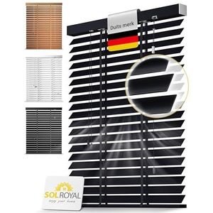 Sol Royal Houten Jaloezieën 50 mm Lamellen Extra Breed – Raamjaloezie 150x180 cm Houten Rolgordijn Eenvoudige Wandmontage & Plafond – Privacy Jaloezie Raam & Deur Echt Hout in Zwart – BE5