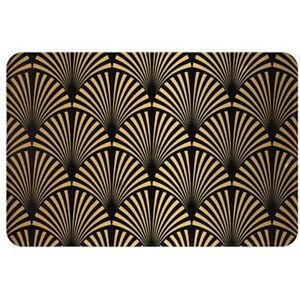 Art Deco Patroon Naadloos Zwart Goud, deurmat badmat antislip vloermat zachte badkamertapijten absorberend badkamerkussen 40x60 cm