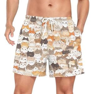 Niigeu Cartoon Funny Baby Cat mannen zwembroek shorts sneldrogend met zakken, Leuke mode, L