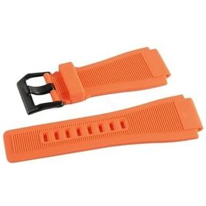 INEOUT Bandjes 24 Mm Compatibel Met Bell & Ross BR-01 BR-03 Siliconen Horlogeband Met Gereedschap (Color : Orange Black buckle, Size : 24MM_MARK ON)