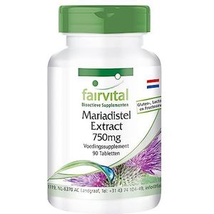 Fairvital | Mariadistel extract - HOOG GEDOSEERD met 750mg mariadistel extract per tablet - VEGAN - 80% silymarine - 90 tabletten