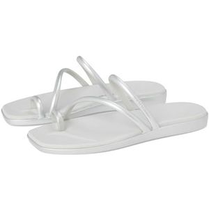 Crocs Women's Miami Toe Loop Sandal Metallic Silver 8 Medium
