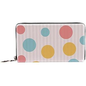 Vrouwen Zip Rond Portemonnee en Telefoon Clutch, Kleurrijke Ronde Grote Gestippeld Gestreepte Patroon, Reistas Lederen Clutch Bag Kaarthouder Organizer Polsbandjes Portefeuilles, Meerkleurig,