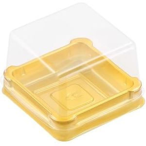 50 Stuks Plastic Vierkante Maan Taart Dozen Eigeel Bladerdeeg Container Gouden Verpakking Vierkante Blister Eigeel Gebak Doos