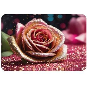 FRESQA Roze Rose Print Essentiële Outdoor Entree Deurmat, Gemakkelijk Te Schoon Ontwerpen, Voor Home Decor