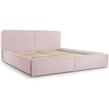 Gestoffeerd bed met hoofdsteun, framebedframe, bedlade en lattenbodem, tweepersoonsbed, gewatteerd hoofdeinde, Corduroy Stof BETT 04-160x200 - Flamingo (Poso 52)