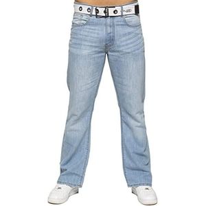 Kruze Heren Bootcut Jeans Uitlopende Wijde Pijpen Denim Broek Grote Tall Alle Taille Maten, Lichtblauw, 36W / 32L