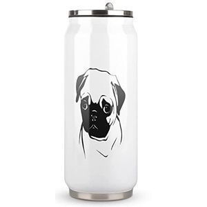 Mopshond Hond Reizen Mok met Deksel Coke Cup Geïsoleerde Tumbler Water Fles Thee Cup Voor Vrouwen Mannen