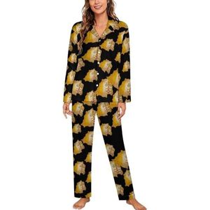 Vintage Vaticaanstad Vlag Kaart Lange Mouw Pyjama Sets Voor Vrouwen Klassieke Nachtkleding Nachtkleding Zachte Pjs Lounge Sets