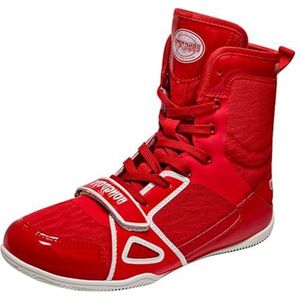 ZHENSI Boksschoenen Heren Lichtgewicht Hoge Top Sport Gymschoenen Blote Voeten Antislip Voor Vechten Worstelen,Rood,39 EU