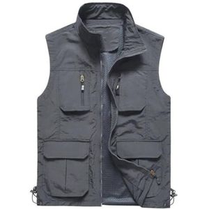 Pegsmio Vest van de zomernetwerk het Dunne Multi Pocket voor Mannelijke Mouwloze Jasje met Vele Zakken Reporter Vest, 7 pocket Grijs, XL