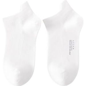 Katoenen sokken for heren, lente en zomer, sportsokken die de oren optillen en de hiel beschermen, deodorant katoenen zweetabsorberende korte sokken (6 paar)(Color:White)