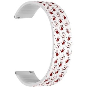 RYANUKA Solo Loop band compatibel met Ticwatch Pro 3 Ultra GPS/Pro 3 GPS/Pro 4G LTE / E2 / S2 (Red Bloody Scary Hands Imprint) Quick-Release 22 mm rekbare siliconen band band accessoire, Siliconen,