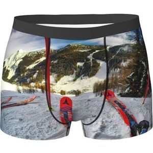 EdWal Winter Skiën print Heren Atletisch Ondergoed, Heren Ondergoed, Boxerslip, Zacht Ondergoed, Zwart, M