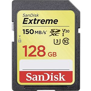 SanDisk Extreme SDXC Memory Card, Up to 150 MB/s, Class 10, U3, V30, 128 GB (Pack of 1)