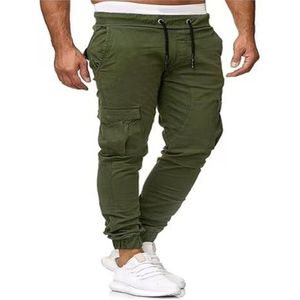 Heren Joggingbroek Cargobroek For Heren Casual Stretch Jogging Werkbroek Elastische Taille Trekkoord Taps Toelopende Joggingbroek(Army Green,4XL)