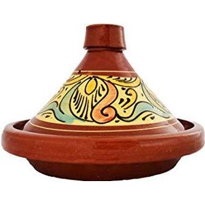 Marokkaanse tajine pan om te koken, stoofpan geglazuurd, chaouen, diameter 30 cm, 4-5 personen, inclusief recept en gebruiksaanwijzing, originele aardewerk pot met de hand gemaakt uit Marokko