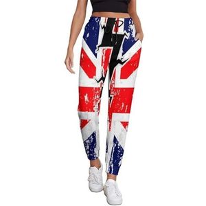 Britse vlag met een scheur in het midden dames joggingbroek running joggingbroek casual broek elastische taille lang met zakken