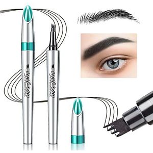 Eyebrow Pencil Eyebrow Microblading Pen - Eye Makeup Eyebrow Pen Micro 4 Punten Brow Pen Lift & Snatch Eyebrow Microblading Pen Long Lasting Pen Long Lasting Waterproof Natural Eyebrow Hair (zwart)