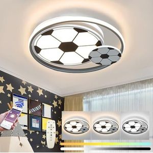 Voetballamp LED Plafondlamp Dimbaar met Afstandsbediening 40W Meisje Jongen Slaapkamer Plafondlampen Moderne Witte Plafondverlichting voor Babykamer Kleuterschool Cartoon kinderkamerlamp