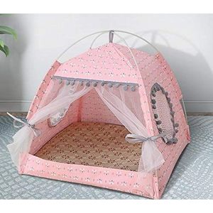 Hongtai Summer Cat House Opvouwbare kleine honden Tent Slapen Play Fence Hamster Ferret Cats Bed Kleine Huisdieren Room Nest (Color : Pink, Size : S)