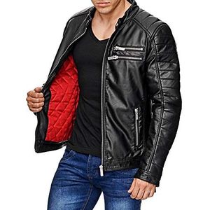 Redbridge M6034 Herenjas, kunstleer, bikerjack, overgangsjas, casual, zwart, L