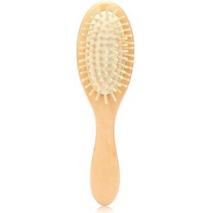 Scalp Massaging Comb Detangler Brush Wooden Paddle Hair Brush for Grey Hair Use for Home Use for Daily Use for Travel Use(Log color handle + white rubber)