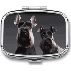 Leuke Schnauzer Hond Pillendoos Pil Case Leuke Pil Organizer Pil Houder Geneeskunde Pil Organizer Pil Container Dagelijkse Pil Organizer Kleine Pillendoos Pil Case voor Portemonnee Pocket