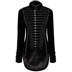 Ro Rox Veste Queue-de-Pie Gothique en Velours de Femme Goth - Noir (L), Noir, L