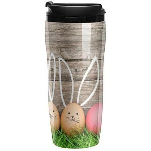 Kleurrijke Pasen Ei Leuke Konijn Koffie Cups Met Deksels Dubbele Muur Plastic Reizen Koffie Mok Verwijderbare Drankjes Tumbler 350ml