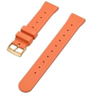 Jeniko Rubberen Horlogeband Stofdicht Waterdicht Snelsluiting Wafelband 20 Mm 22 Mm Geschikt For Heren Duikhorloges (Color : Orange Gold, Size : 20mm)