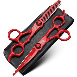 XUANFENG 6 inch Ruby Hair Scissors Kapper Volledig rood Knipschaar en dunner wordende schaar (2)