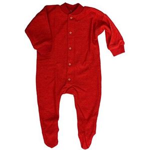 Cosilana, Pyjama/rompertje met voet, wollen badstof, 100% wol (kbT), rood, 74 cm