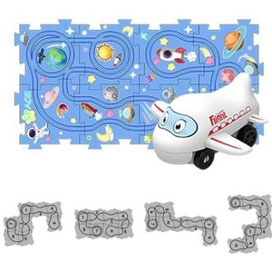 Bouwpuzzelbaan | Space Series Speelgoedvoertuig en montagepuzzelbord,Educatieve puzzel voor kinderen met spoorauto-speelset Treinwagonbouwspeelgoed voor kinderen vanaf 3 jaar Bseid