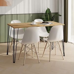 AKKE Eettafel Keukentafel - 60x60 - Hoogte 73 cm - Zwarte Metaal Tafelpoten - Retro hout- Hairpin